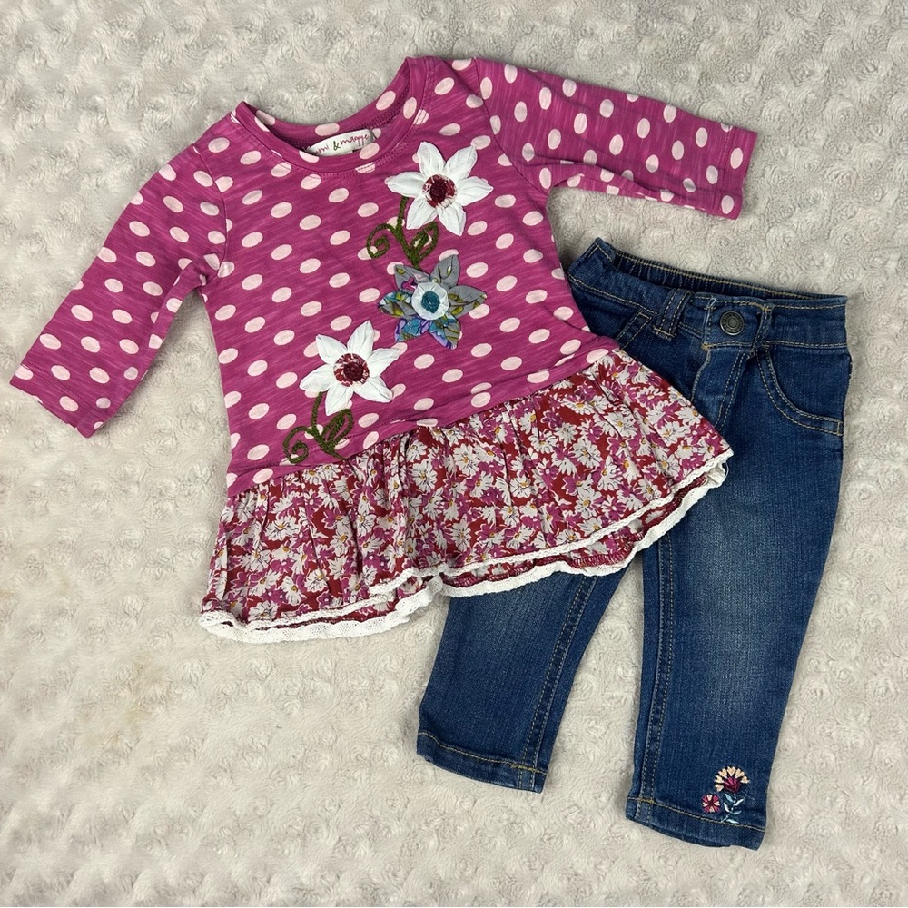 Baby Girl Outfit Mimi & Maggie Flower Top Carter’s Jeans